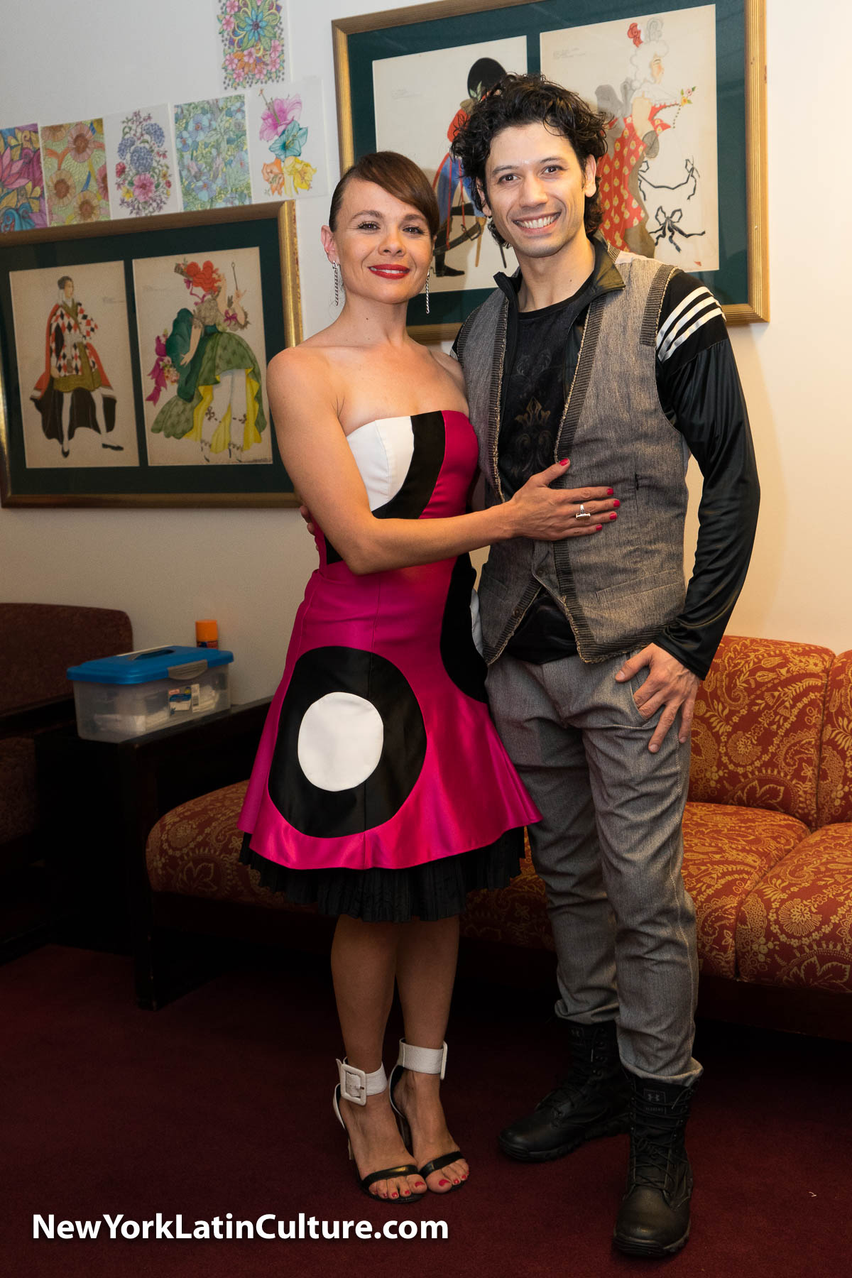 American Ballet Theatre Principal Herman Cornejo and Ximena Ojeda backstage at the Metropolitan Opera. Dress courtesy of former Kirov Ballet Soloist Ms. Victoria Lebedev.