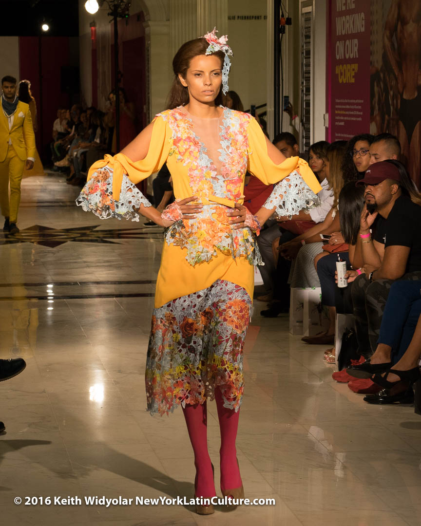 Venezuelan designer Carlos Sierra SS17 showed bright colonial colors and embroideries at Uptown Fashion Week