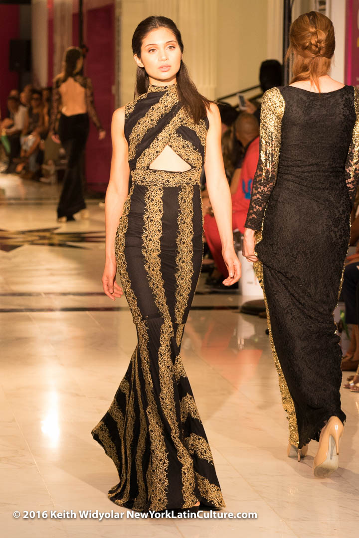 Haitian designer Dimitri Asgard SS17 showed draping gowns of rich fabrics at Uptown Fashion Week