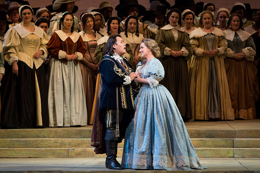 Javier Camarena as Arturo and Diana Damrau as Elvira in Bellini's 'I Puritani.' Courtesy of Marty Sohl / Met Opera.