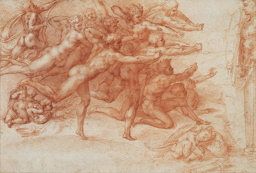 Michelangelo 'Archers Shooting at a Herm,' 1530-33. Drawing, red chalk. Courtesy of the Metropolitan Museum of Art.