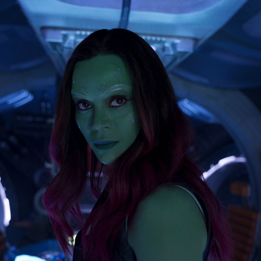 Zoe Saldana as Gamora in Guardians of the Galaxy Vol. 2