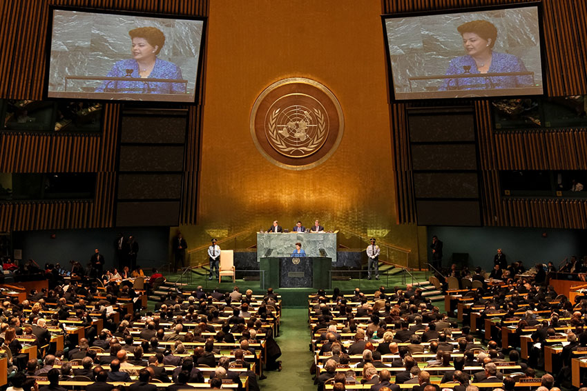 Brazilian president Dilma Rousseff addresses the UN General Assembly in 2009 | courtesy of Roberto Stuckert Filho PR