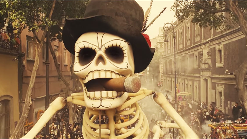 James Bond plays Day of the Dead in El Zócalo in 'Spectre' | courtesy of Sony Pictures