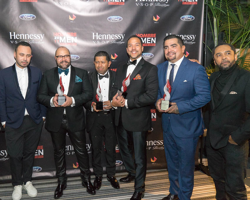 Hombre Men of the Year Awards: Carlos Campos, Rodrigo Flores-Roux, Johnny Falcones, Eduardo Vilaro, Aarón Sanchez, Francisco Romeo