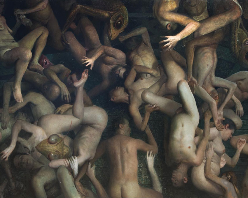 Detail of Vincent Desiderio, 'Theseus,' 2016, oil on canvas, 62 x 164 inches. Courtesy of the artist and Marlborough Gallery.