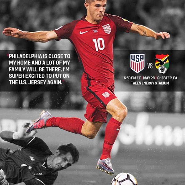 USA Soccer vs Bolivia Christian Pulisic in Philadelphia on Memorial Day
