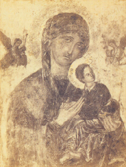 The icon Our Lady of Perpetual Help before her 1866 restoration.
