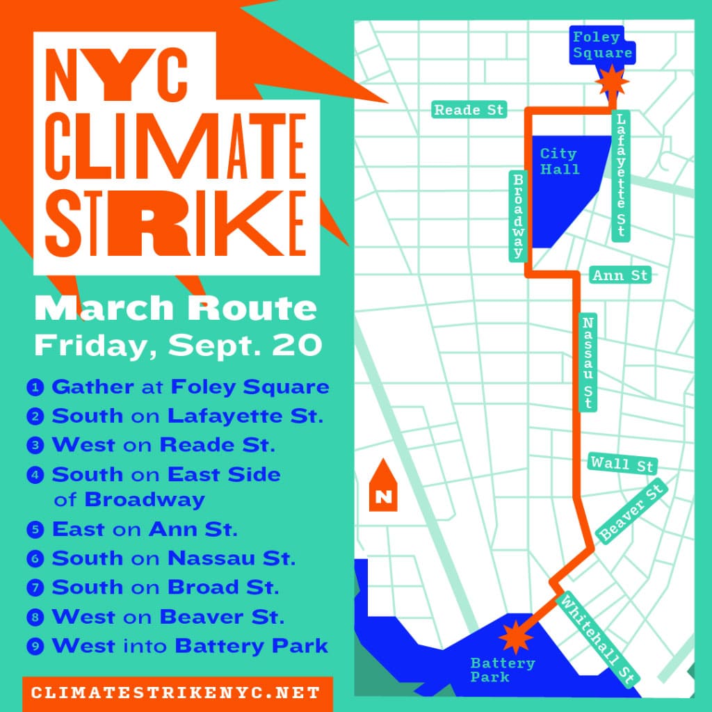 Climate Strike NYC Route September 20, 2019