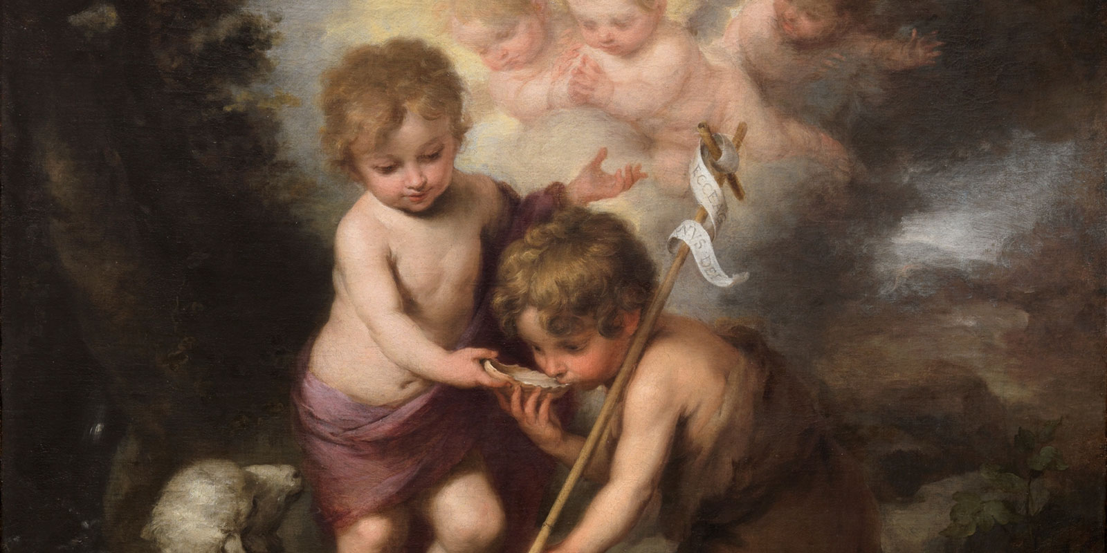 Bartolomé Esteban Perez Murillo, "Holy Children with Shell"(Jesus & St. John), ca 1670 (WikiMedia/Prado Museum)