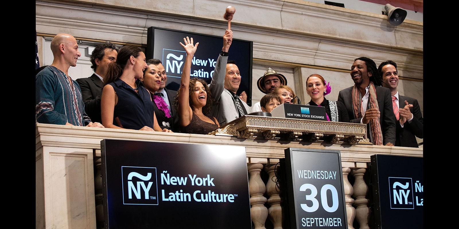 New York Latin Culture Magazine rings the New York Stock Exchange closing bell for Hispanic Heritage Month (NYSE)