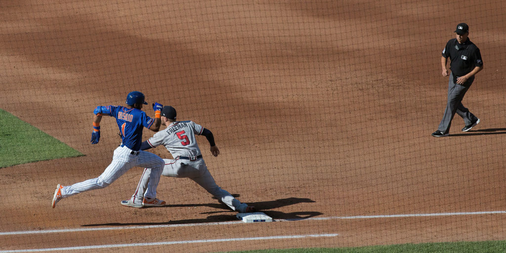 New York Mets Amed Rosario beats the throw (Photobulb/Dreamstime)
