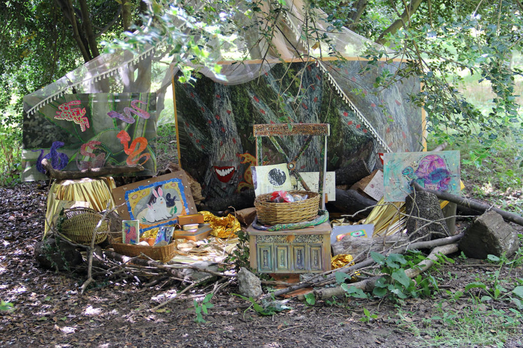 "Rabbit's Storytelling Throne" Christine Sloane Stoddard, 2020, Ankhlave Arts Alliance, Queens Botanical Garden (artist/AAA)