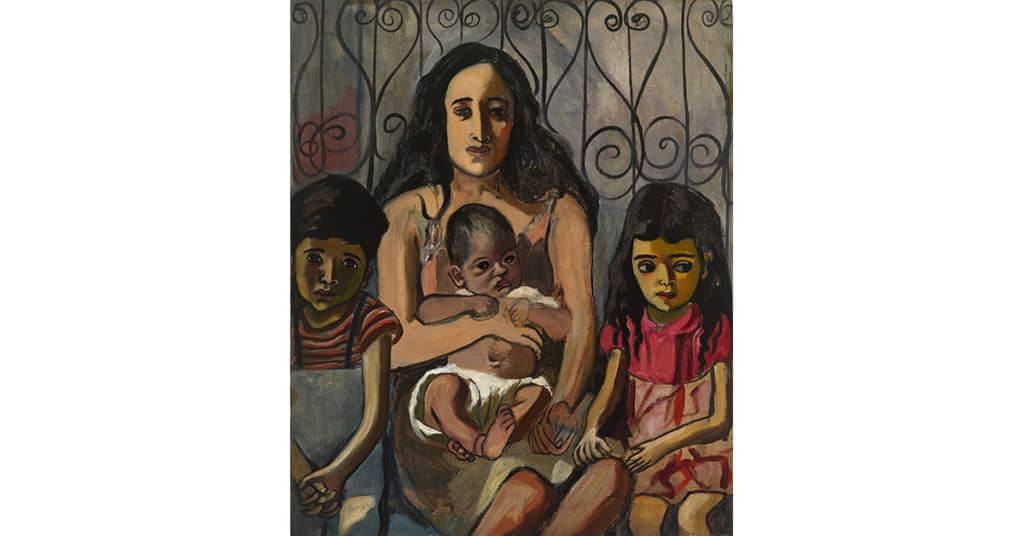 Alice Neel, (American, 1900–1984) The Spanish Family, 1943 Oil on canvas 34 × 28 in. (86.4 × 71.1 cm) Estate of Alice Neel  © The Estate of Alice Neel