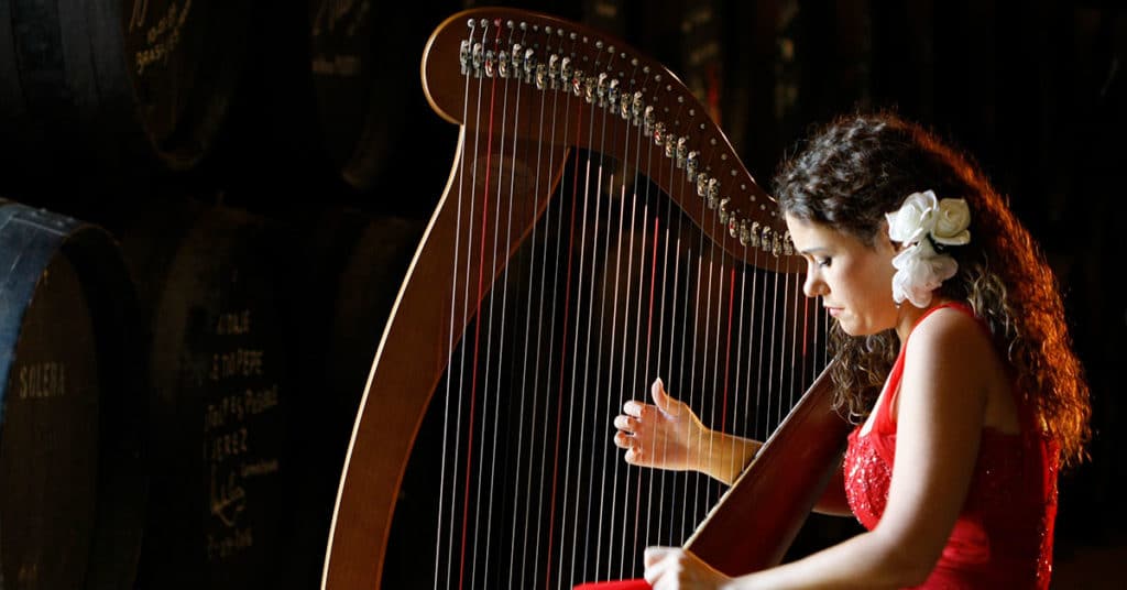 Ana Crismán plays Andalusían flamenco harp (courtesy WMI)
