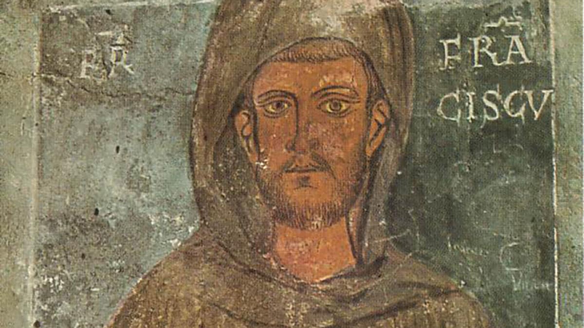 Oldest known image of St Francis of Assisi, a fresco from his lifetime at the Subiaco Abby in Lazio, Italy (Wikimedia)