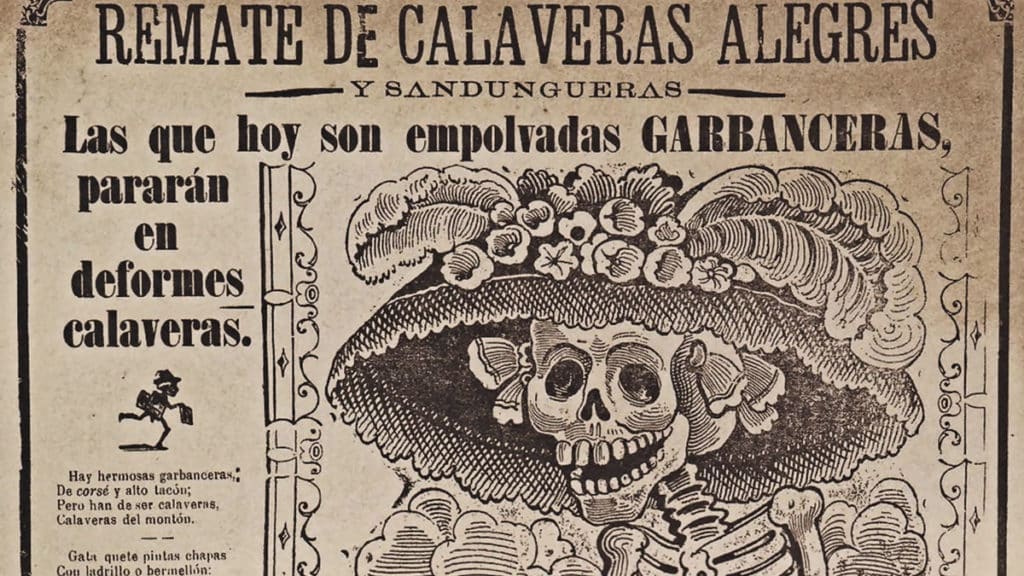 Catrina La Calavera Garbancera by José Guadalupe Posada (c 1910-13) (Wikimedia)