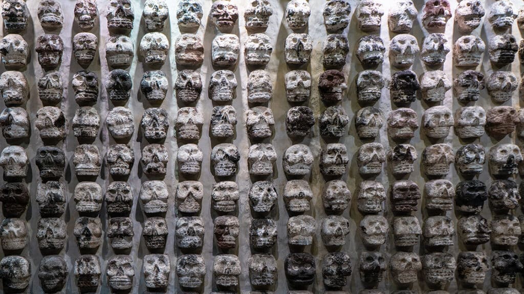 Day of the Dead, Día de los Muertos, Aztec Skull Rack (Victoras/Adobe)